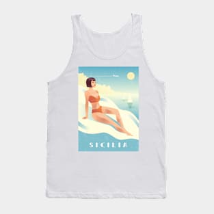 Sicily, Italy - Boho Retro travel poster Tank Top